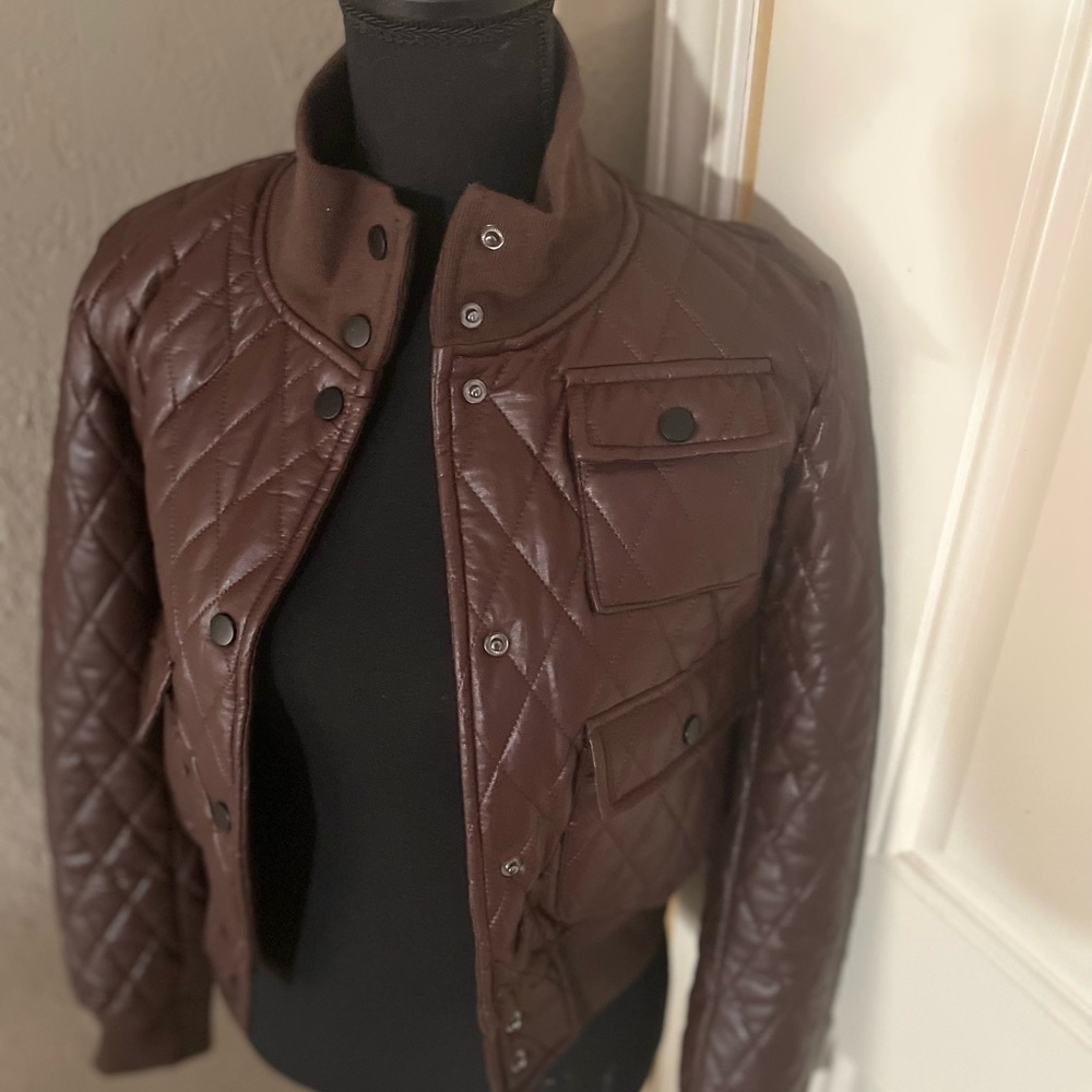 Chocolate crop quilted jacket!! Brand new with tag!!